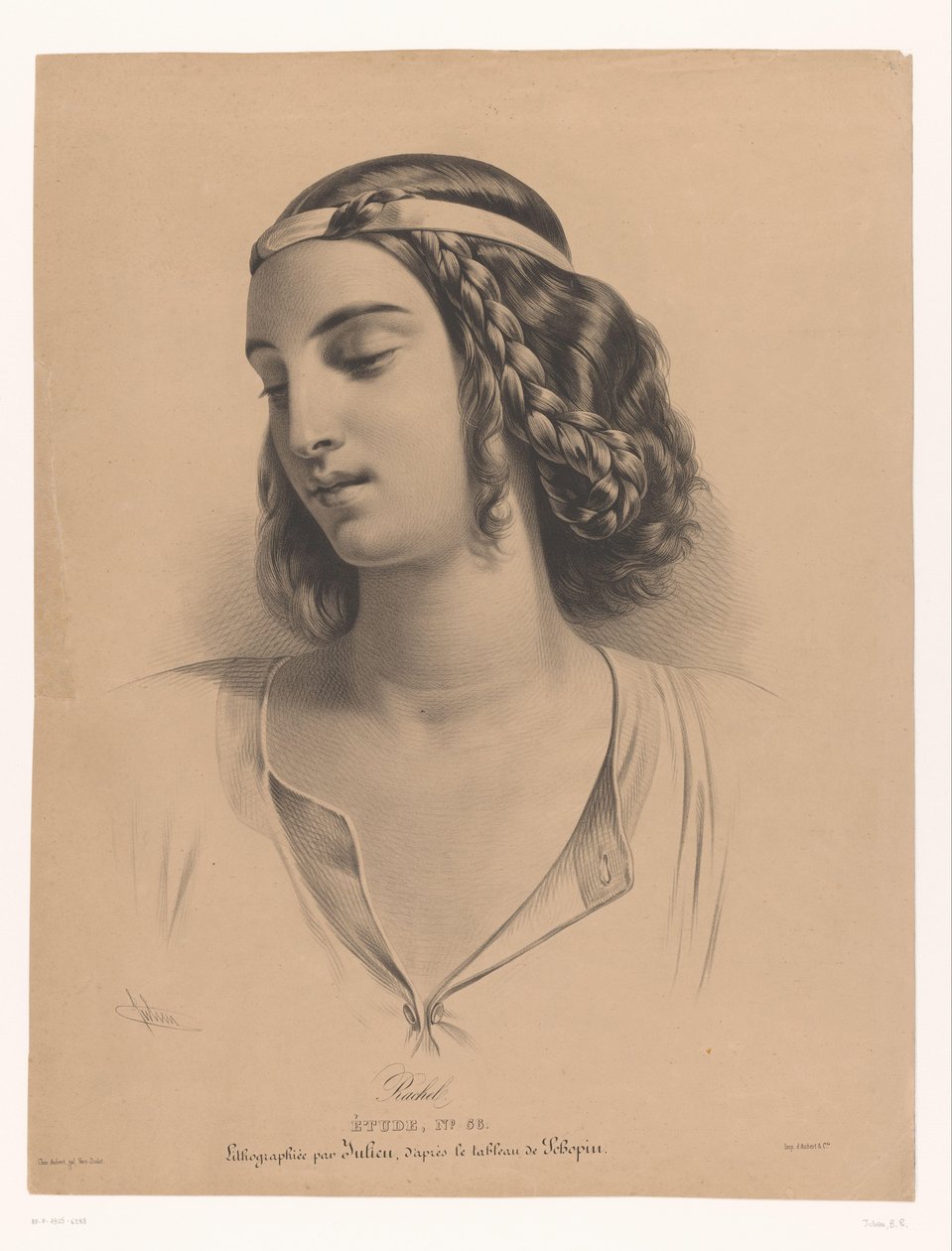Portret van de actrice Mademoiselle Rachel (Élisabeth Rachel Félix) door Bernard-Romain Julien