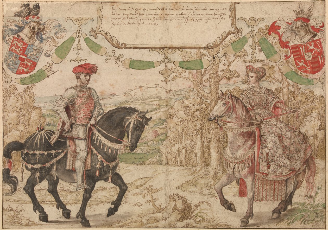 Graaf Jan Johann IV van Nassau en zijn vrouw Maria, gravin van Loon en Heinsberg, ca. 1530 door Bernard van Orley
