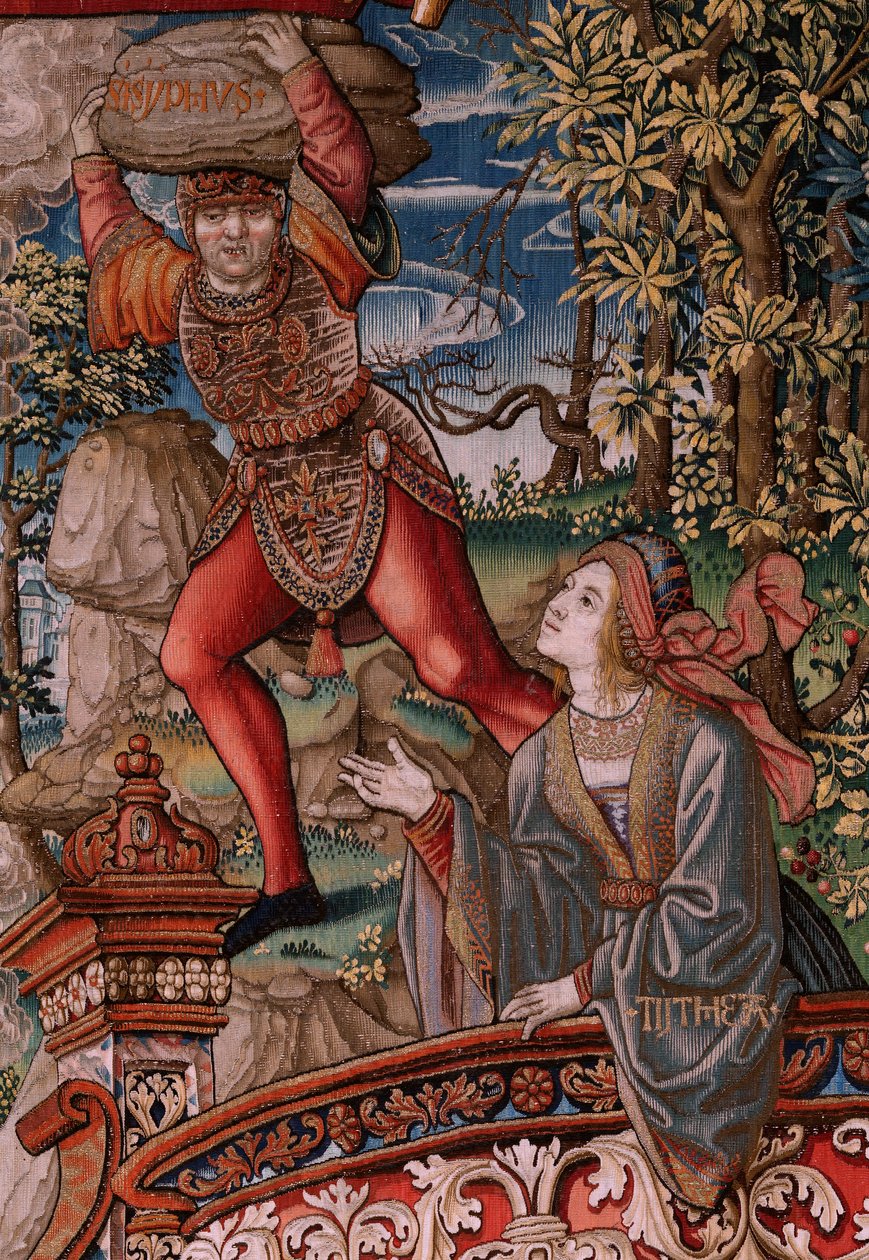 Vlaamse wandtapijt. Serie De Eerbewijzen. Gerechtigheid. Negende wandtapijt in de serie. Model Cartonisten uit de kring van Bernard van Orley en Jan Gossaert (Mabuse). Fabriek Pieter van Aelst, Brussel. Ca 1550. door Bernard van Orley