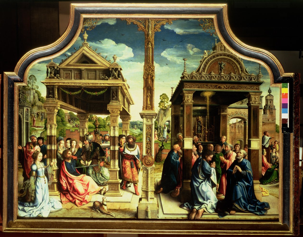 St. Thomas en St. Mattheüs Altaarstuk, middenpaneel van drieluik met scènes uit het leven van de twee heiligen, inclusief de marteldood van St. Thomas, ca. 1515 (paneel) door Bernard van Orley