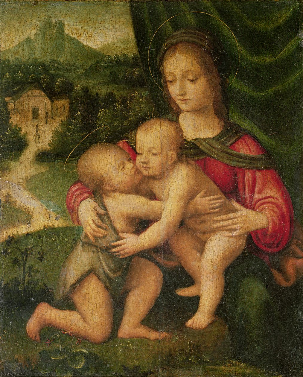 Madonna en Kind met St. Johannes door Bernardino Luini