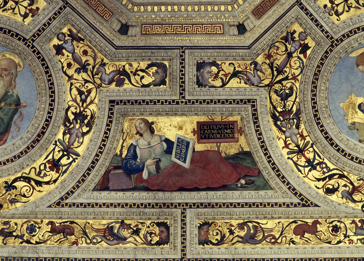 Gewelf van het priesterkoor met de Cimmerische Sibylle, Santa Maria del Popolo, Rome, ca. 1484-92 door Bernardino di Betto Pinturicchio