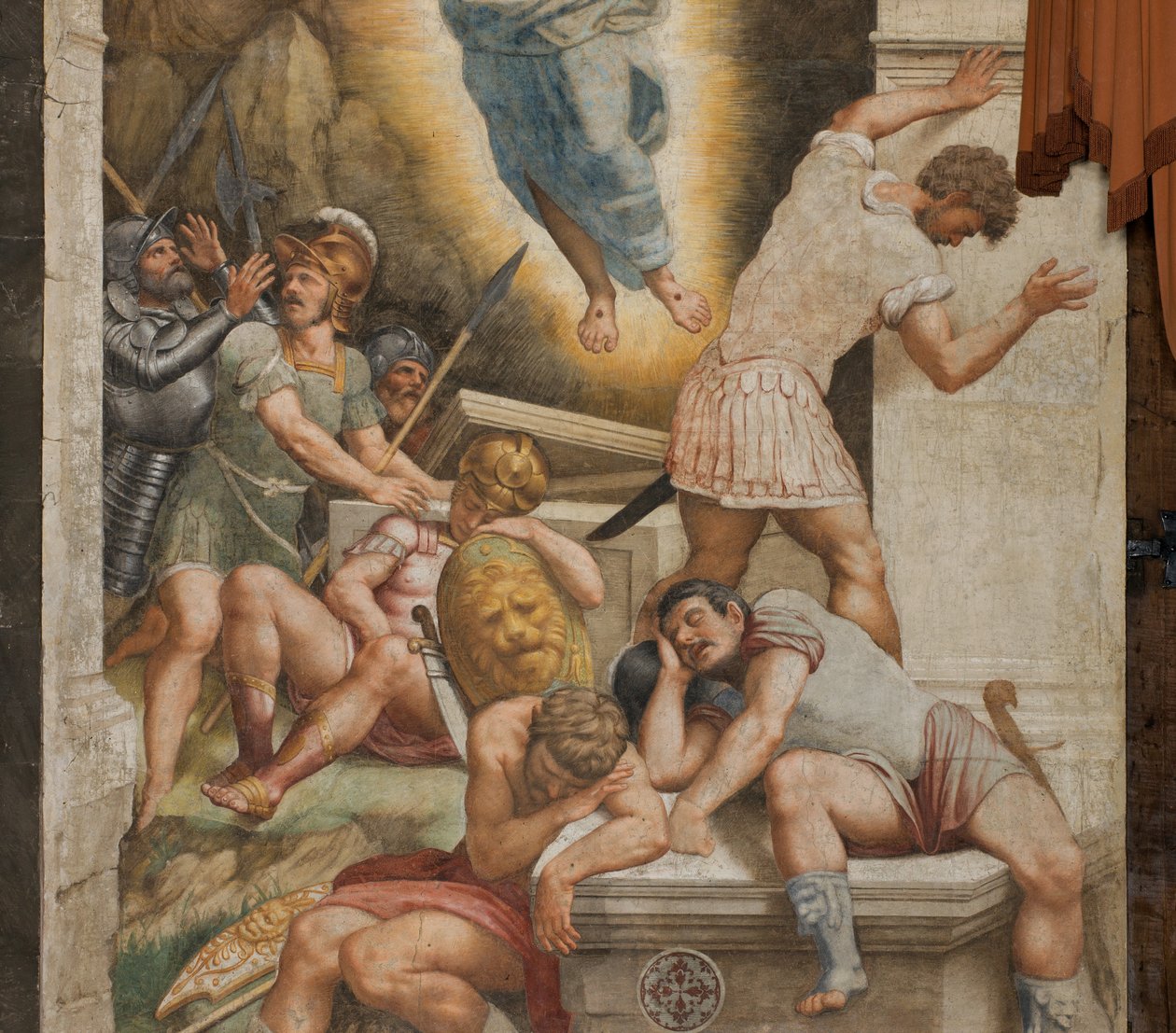 Counterfaccata, Bernardino Gatti, Opstanding 1529, (detail) door Bernardino Gatti