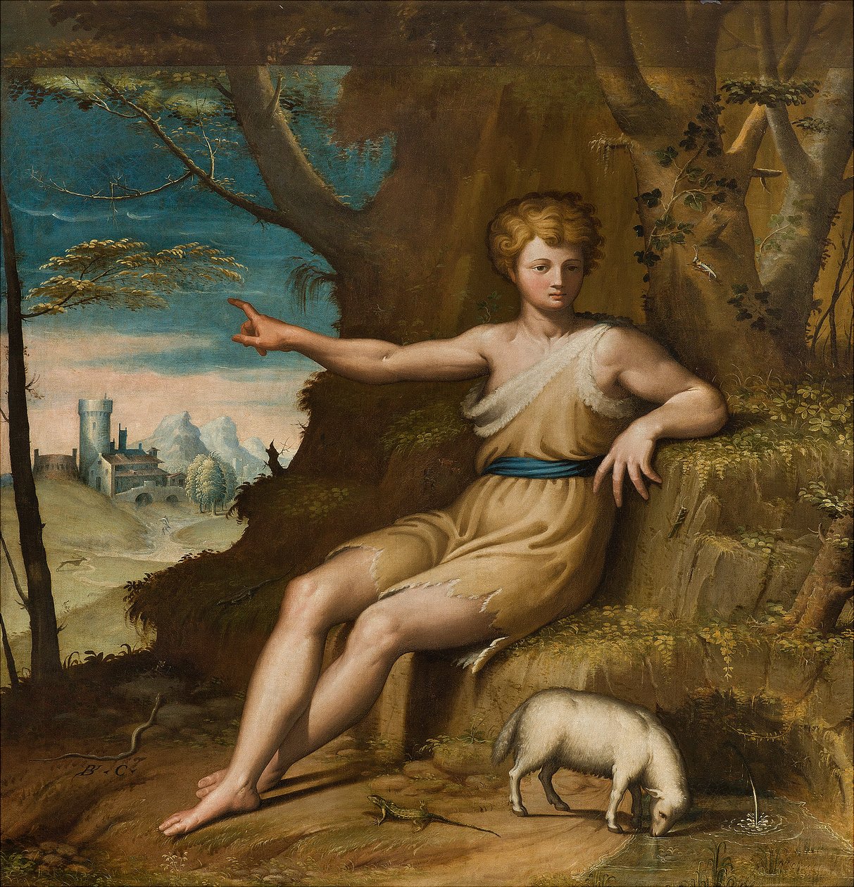 Kapel van Onze Lieve Vrouw van het Volk, Tweede span zuidzijde, Bernardino Campi, San Giovanni nel Desert 1569 door Bernardino Campi