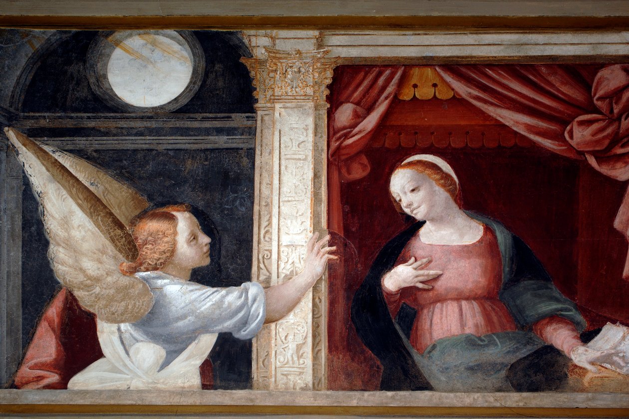 Aankondiging (detail) door Bernardino Lanino