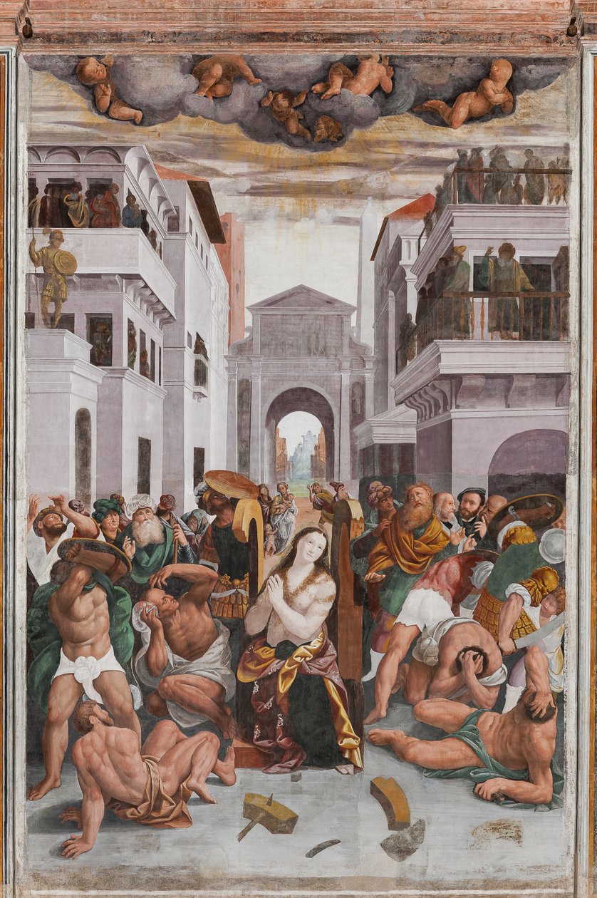 Detail van de Martelaarschap van Sint-Catharina door Bernardino Lanino