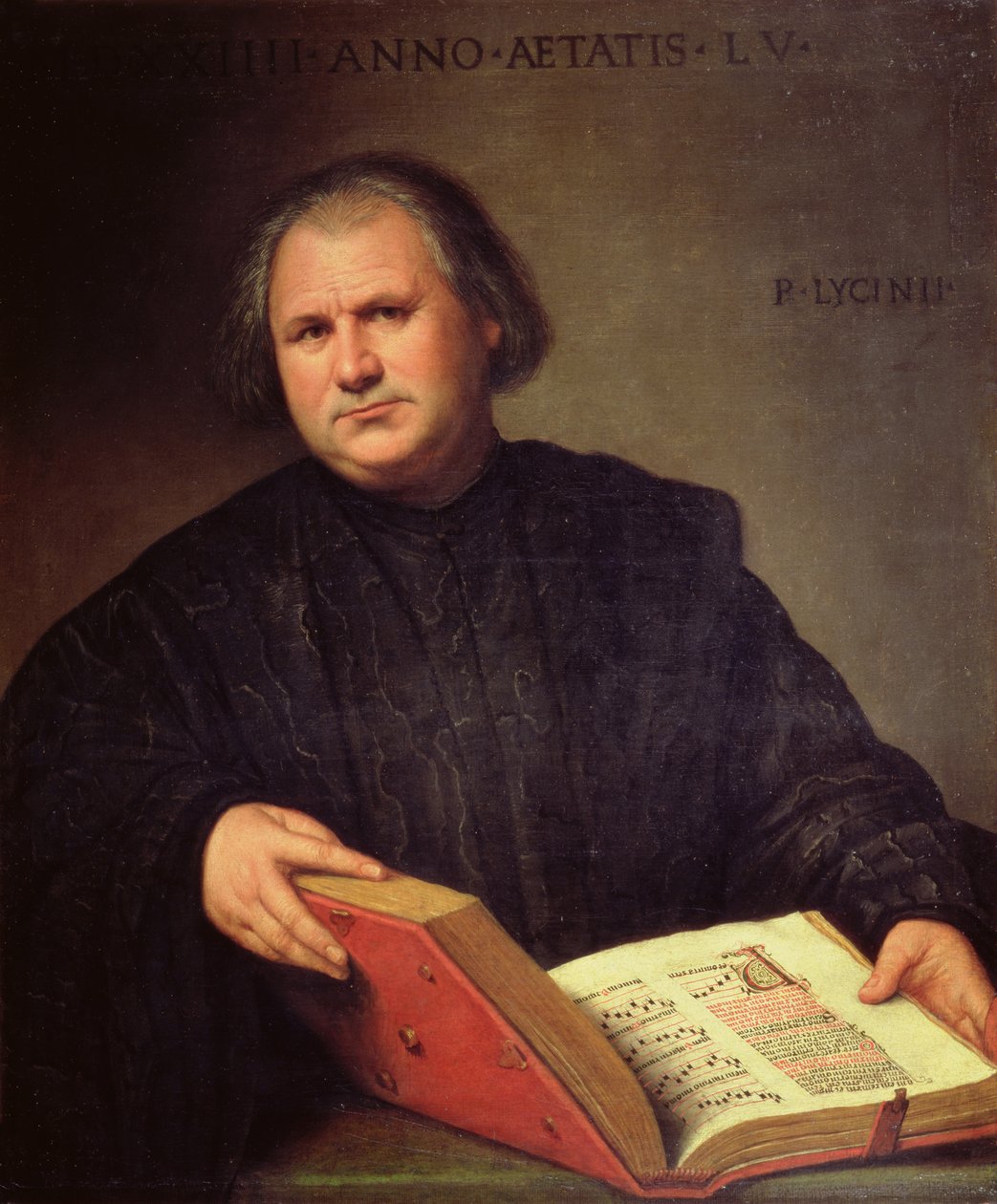 Portret van een man met een missaal door Bernardino Licinio
