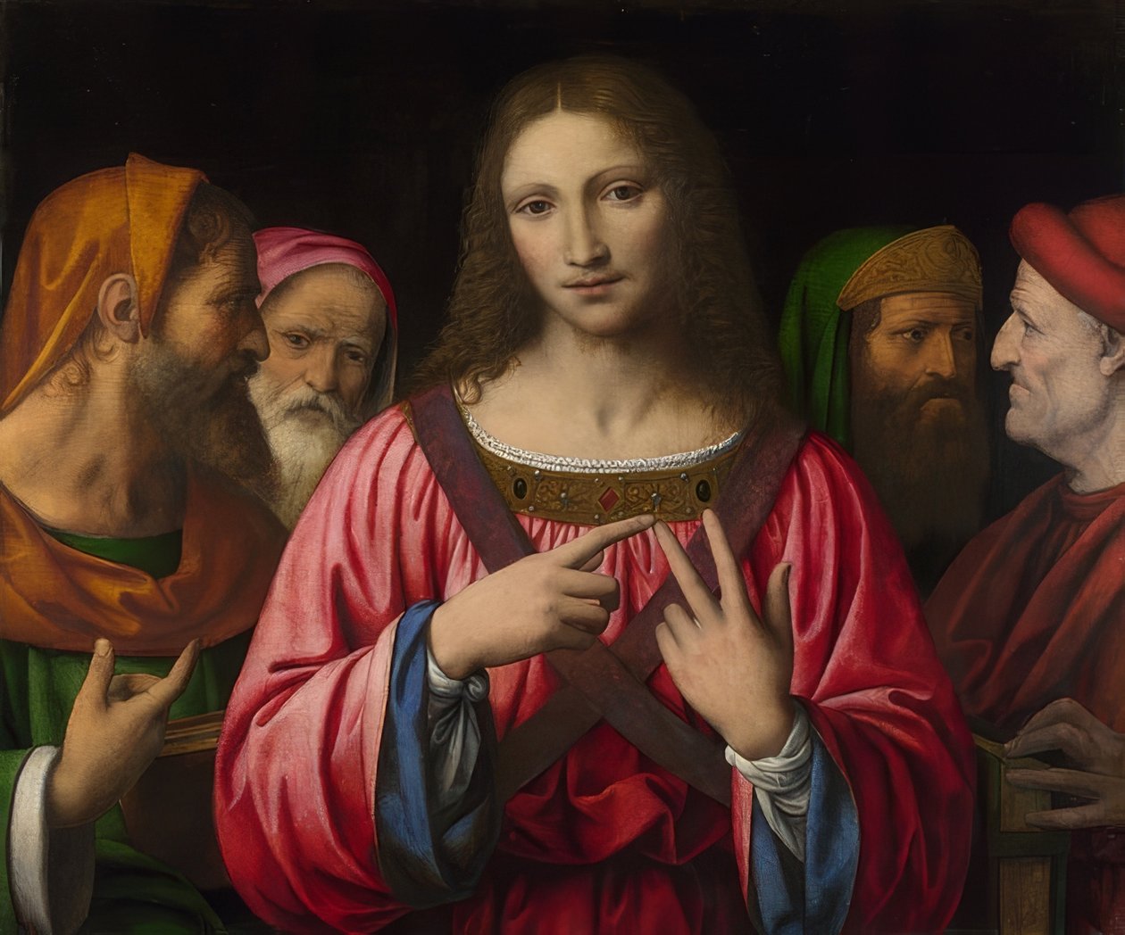 Jezus tussen de schriftgeleerden. Circa 1515-30 door Bernardino Luini