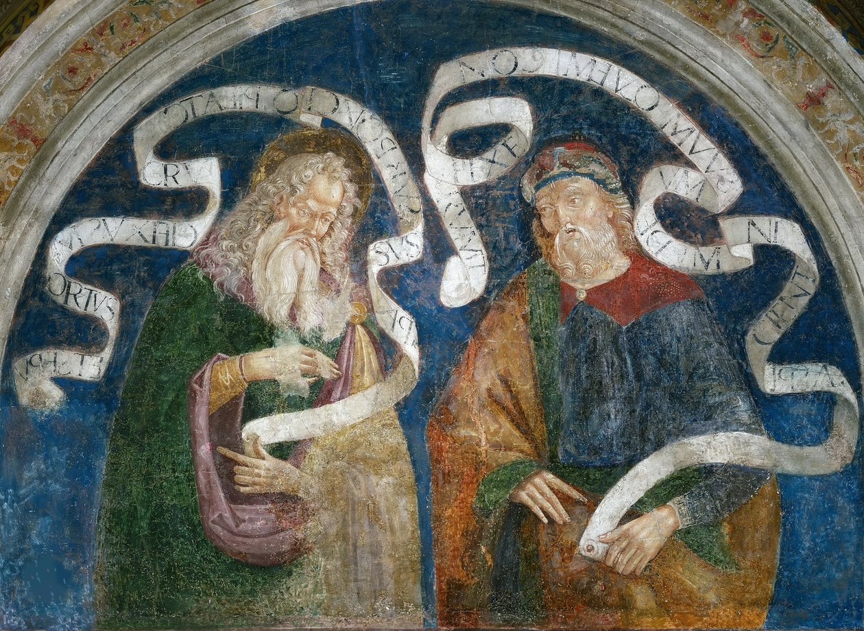 De apostel Jacobus de Grote en de profeet Zefanja door Bernardino di Betto (workshop of) Pinturicchio