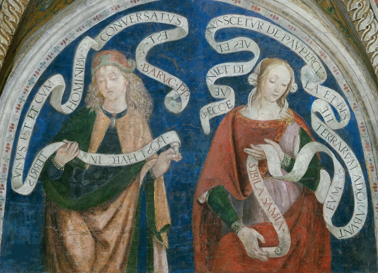 De profeet Baruch en de Samische Sibylle door Bernardino di Betto (workshop of) Pinturicchio