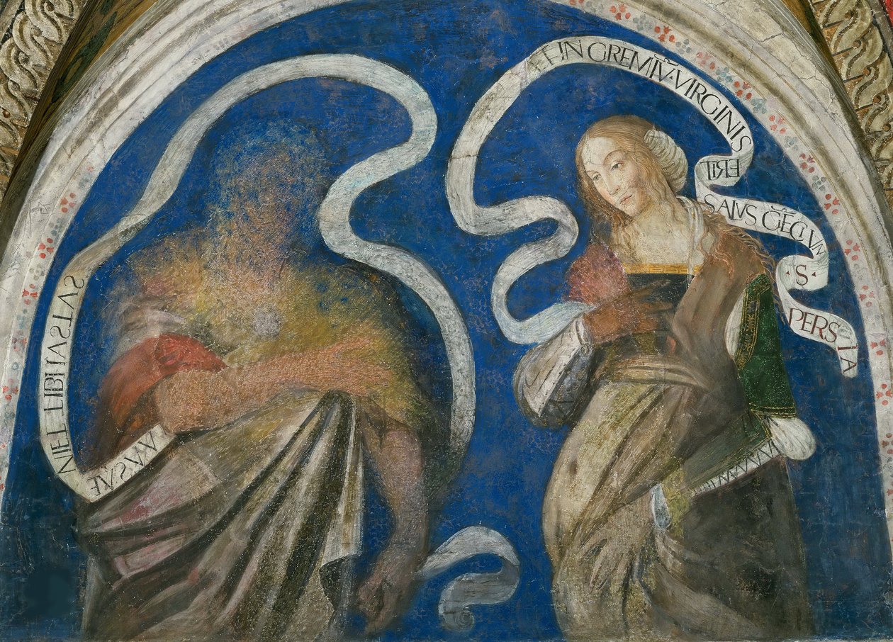 De profeet Zacharia en de Perzische Sibylle door Bernardino di Betto (workshop of) Pinturicchio