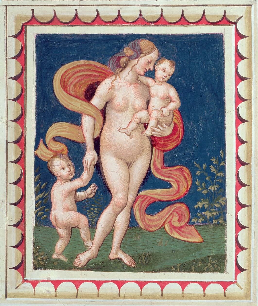 Allegorie van Liefdadigheid (detail) door Bernardino di Betto Pinturicchio