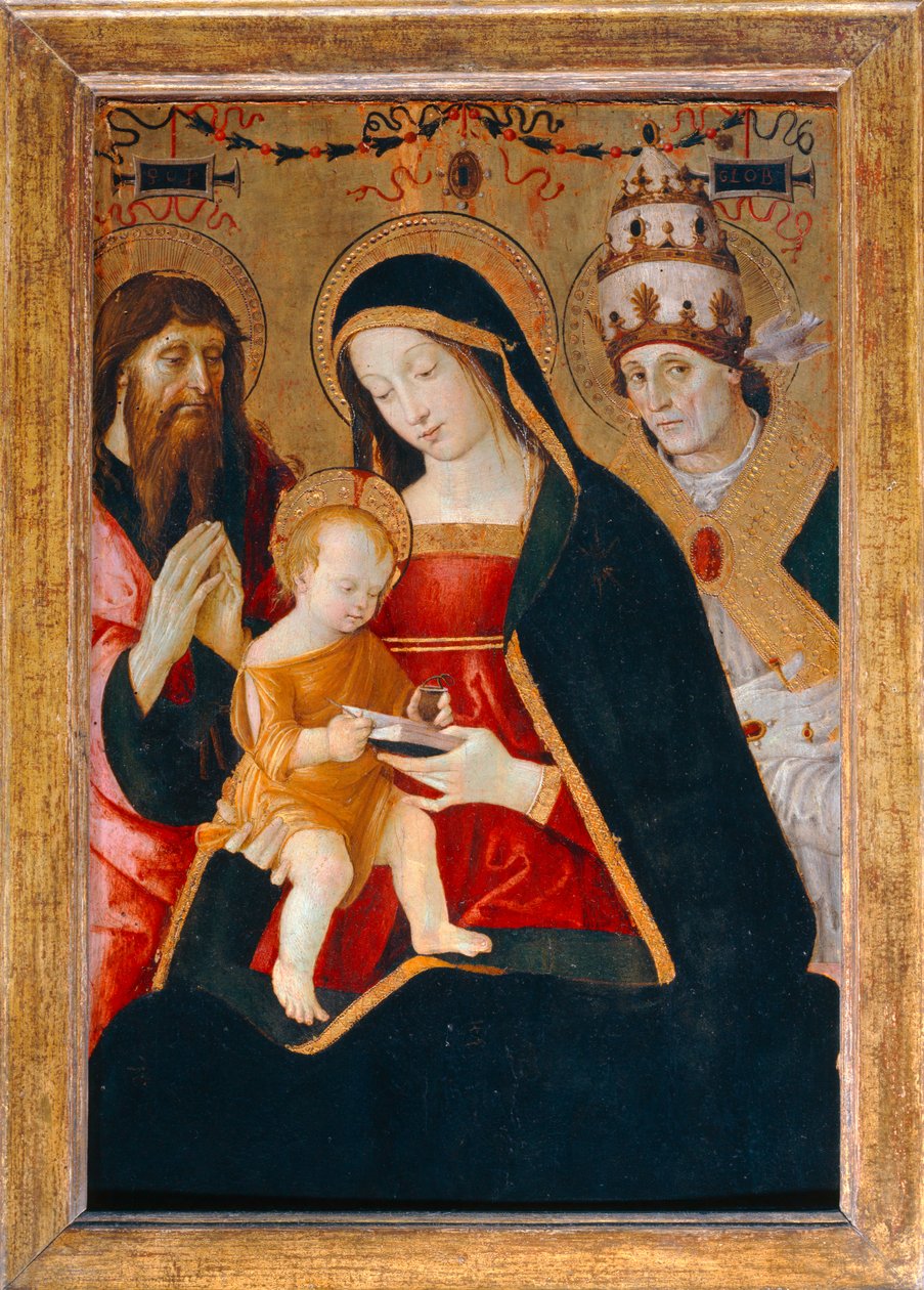 De maagd en het kind tussen de heilige Hiëronymus en de heilige ... door Bernardino di Betto Pinturicchio