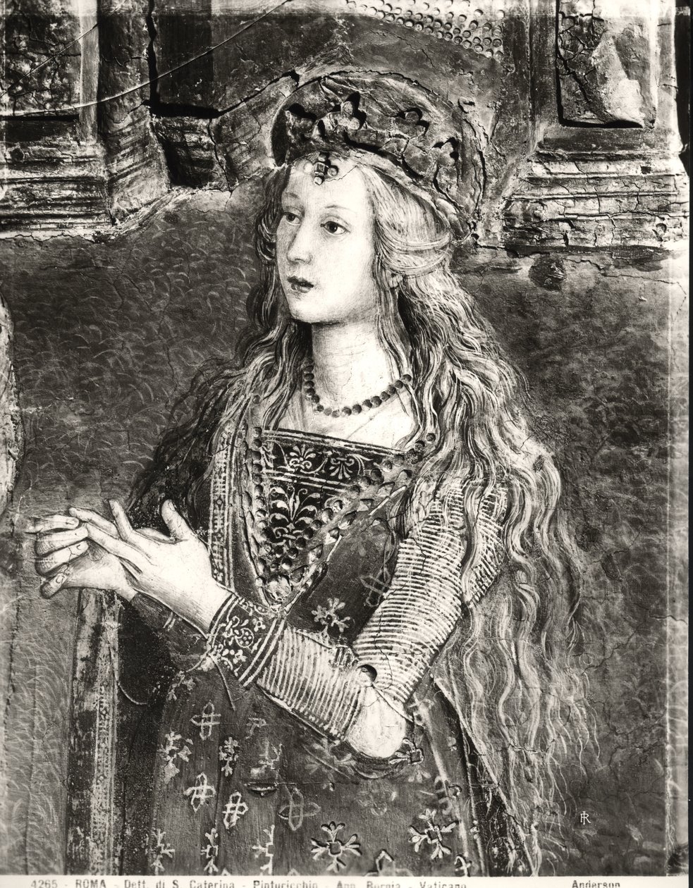 St. Catherine, mogelijk een portret van Lucrezia Borgia (1480-1519) uit de Levens van de Heiligen cyclus, Sala dei Santi, 1492-94 door Bernardino di Betto Pinturicchio