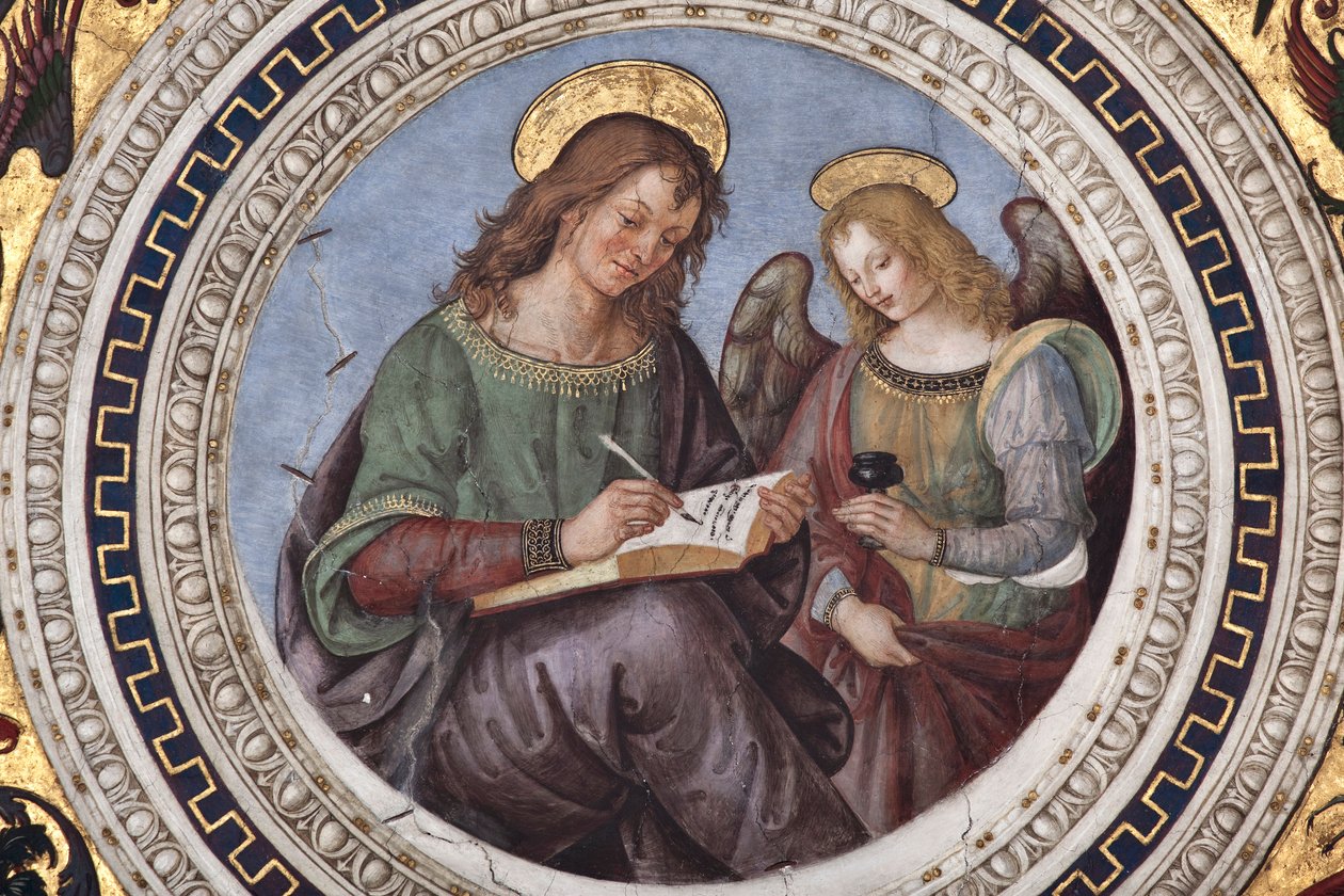 Sint Matteüs, detail van De Vier Evangelisten (fresco) door Bernardino di Betto Pinturicchio