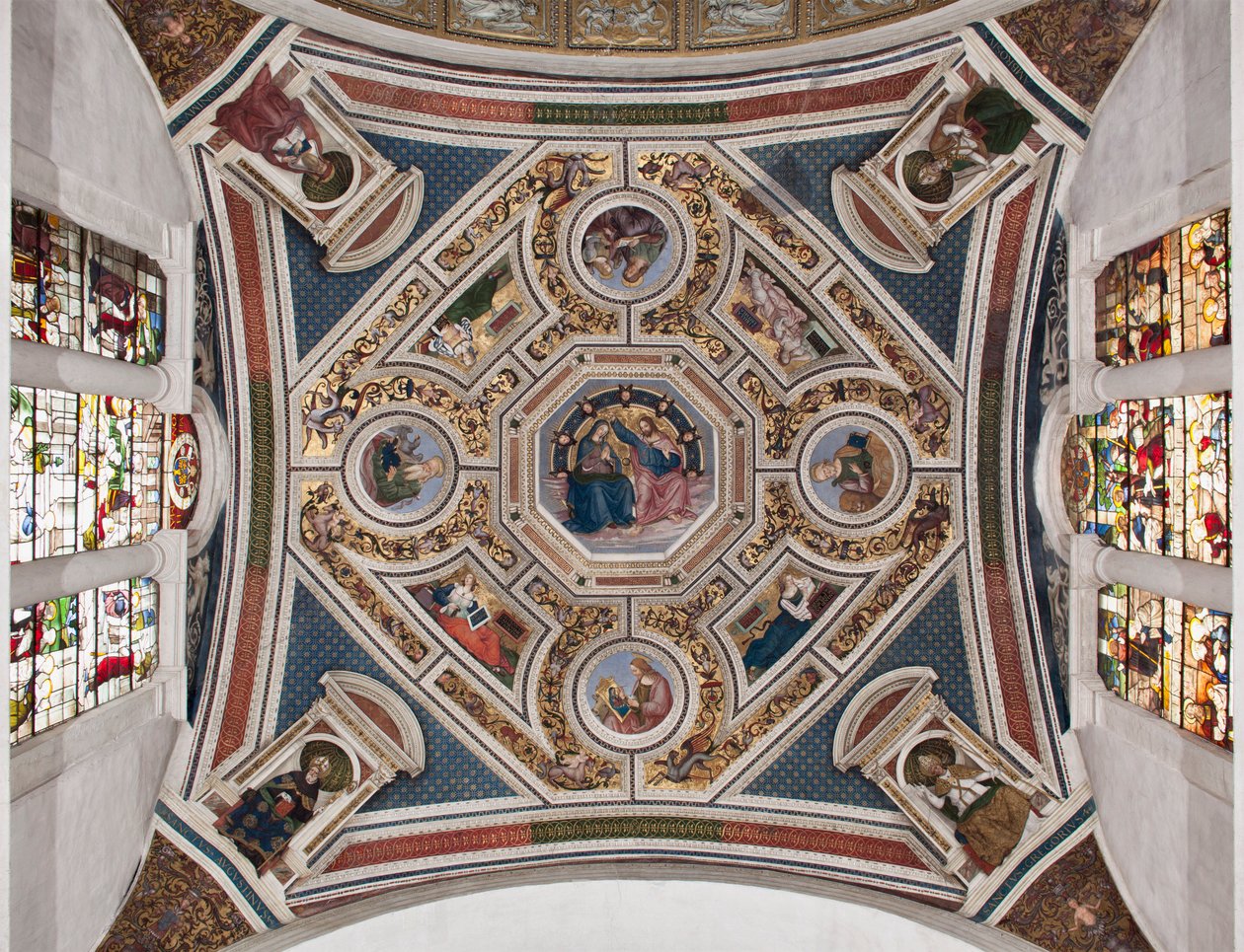 De Kroning van de Maagd (detail) door Bernardino di Betto Pinturicchio