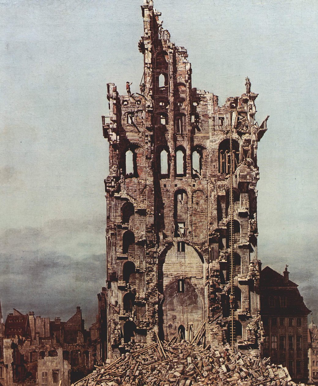 Gezicht op Dresden, de ruïne van de Kreuzkirche, gezien vanuit het oosten door Bernardo Bellotto
