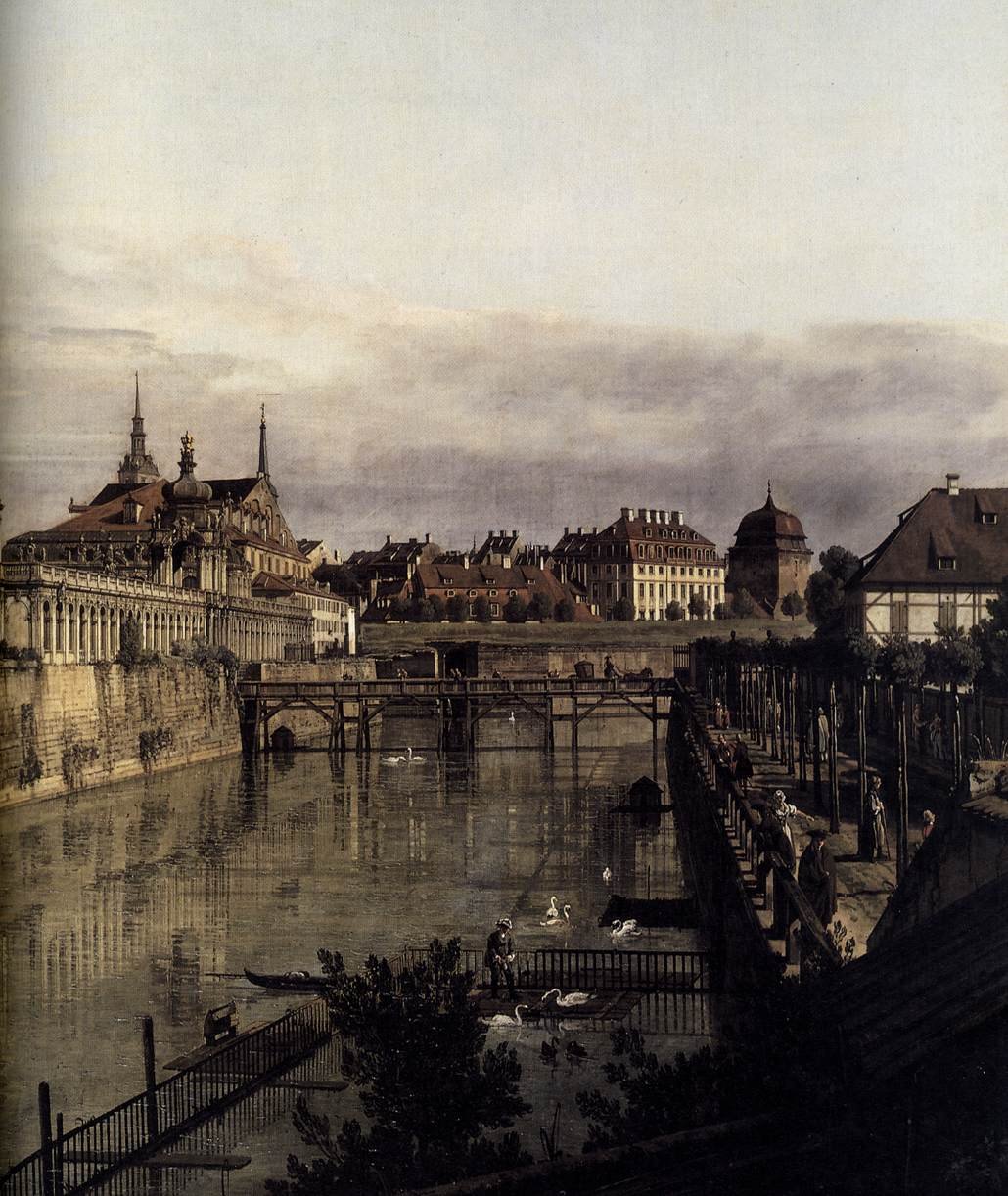 De gracht van de Zwinger in Dresden door Bernardo Bellotto
