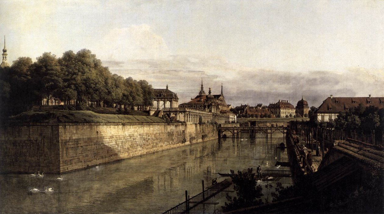 De gracht van de Zwinger in Dresden door Bernardo Bellotto