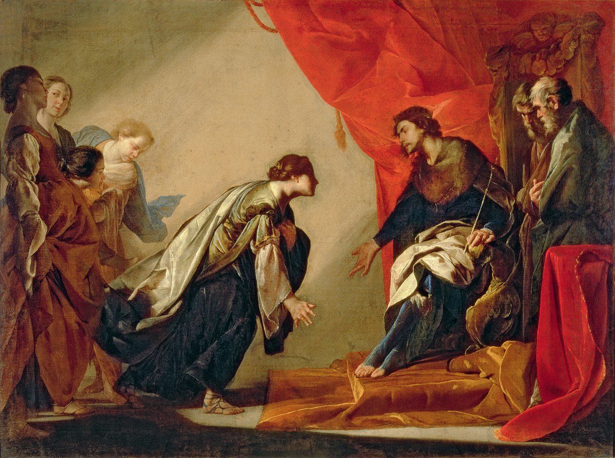 Esther voor Ahasveros, ca. 1645-50 door Bernardo Cavallino