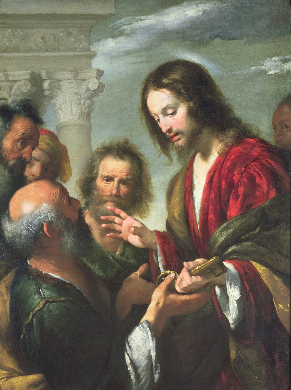 De overhandiging van de sleutels aan St. Peter door Bernardo Strozzi