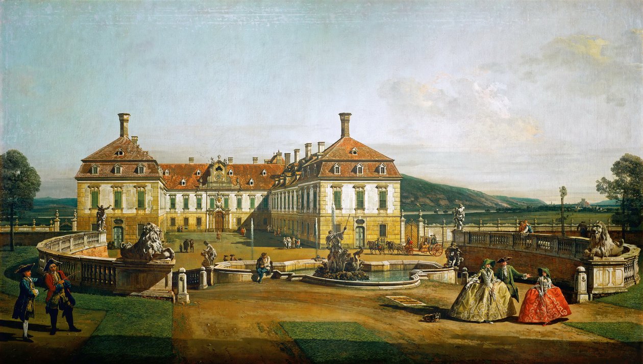 Het keizerlijke Lustslot Schlosshof, Ehrenhofzijde door Bernardo Bellotto
