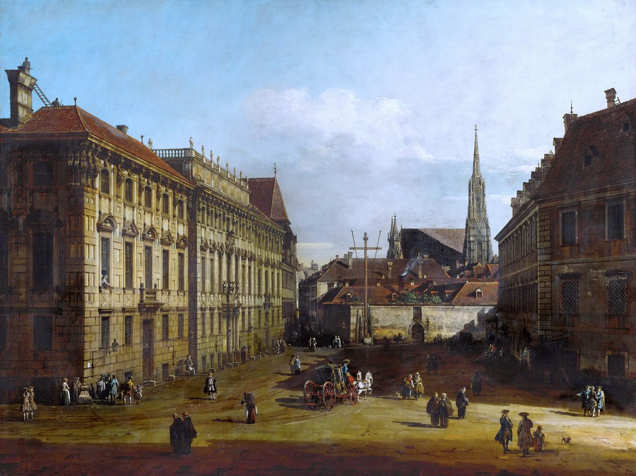 Duits: Der Lobkowitzplatz in Wien De Lobkowitzplatz in Wenen door Bernardo Bellotto