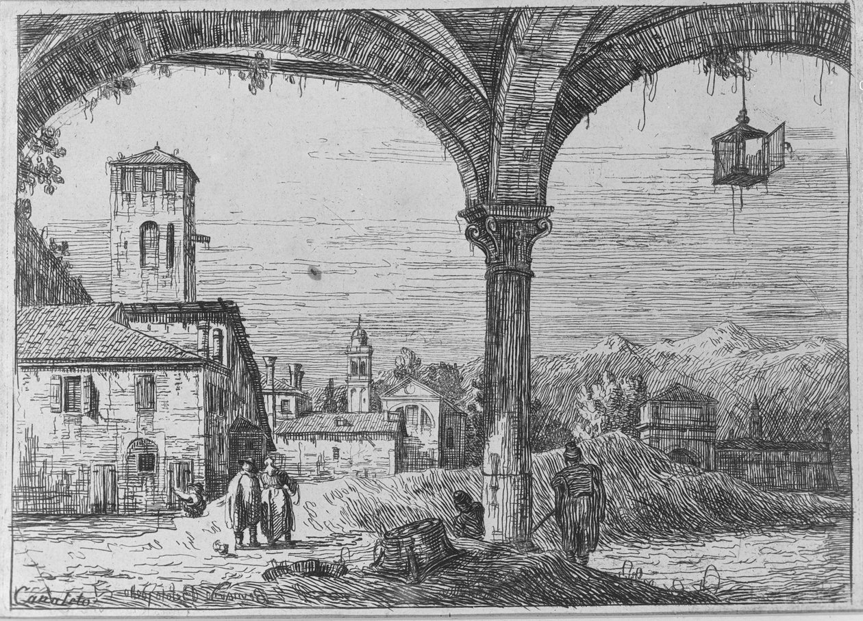 Landschap - Gezicht op Padua vanaf de vesting door Bernardo Bellotto