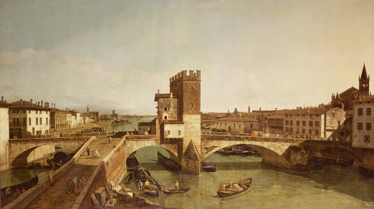 De Brug bij Delle Navi, Verona door Bernardo Bellotto