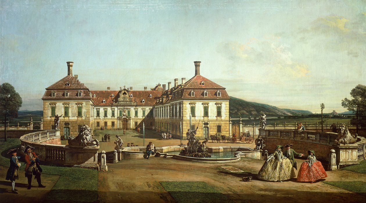 Het keizerlijke kasteel van Schlosshof vanaf de tuinzijde door Bernardo Bellotto