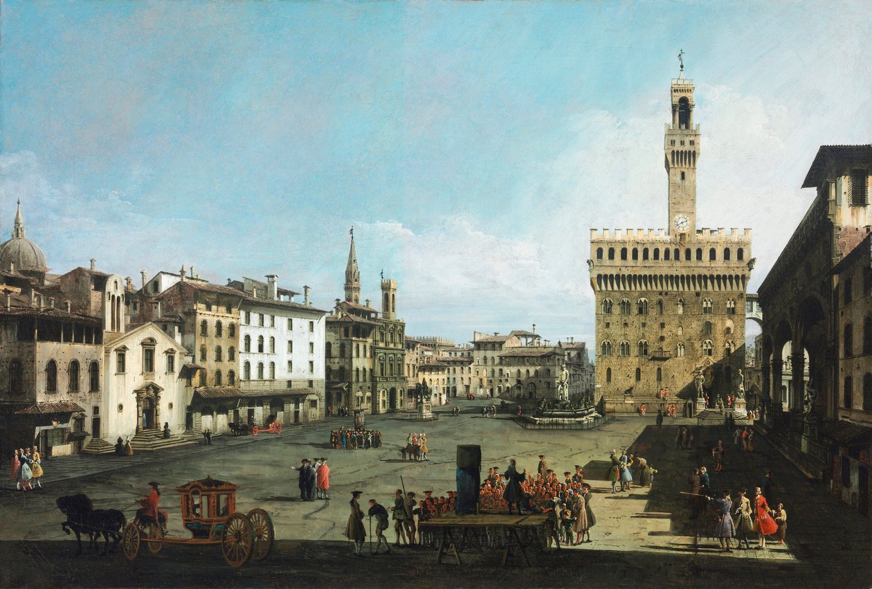 Het Piazza della Signoria in Florence door Bernardo Bellotto