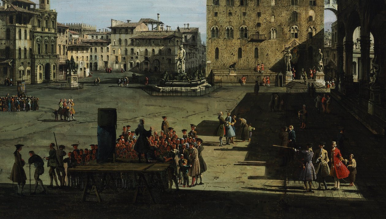 Het Piazza della Signoria in Florence door Bernardo Bellotto