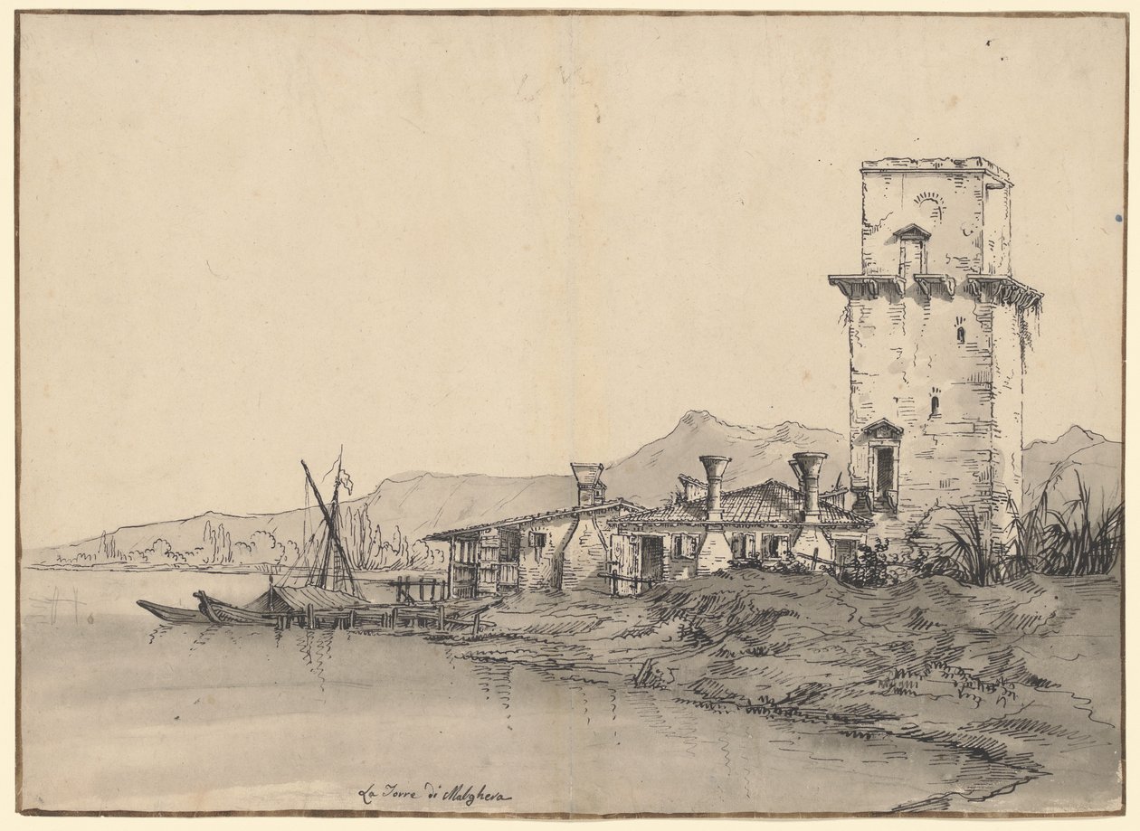 De toren van Marghera door Bernardo Bellotto