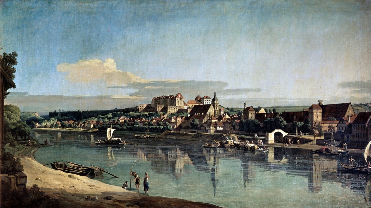 Uitzicht op Pirna vanaf de rechteroever van de Elbe, ca. 1753 door Bernardo Bellotto