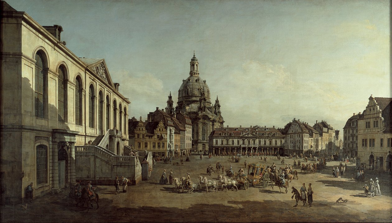 Gezicht op de Neumarkt in Dresden vanaf de Jüdenhof door Bernardo Bellotto