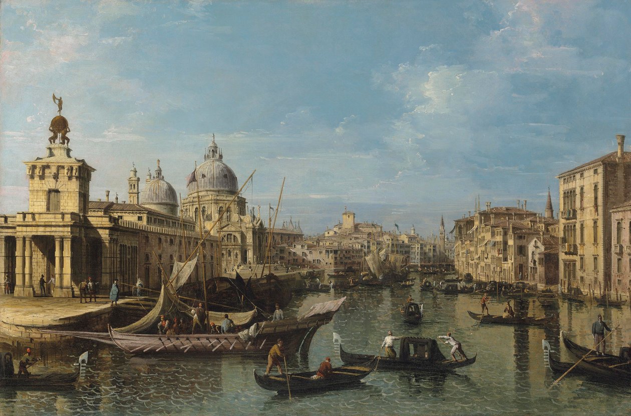 Venetië: De ingang van het Canal Grande door Bernardo Belotto Canaletto