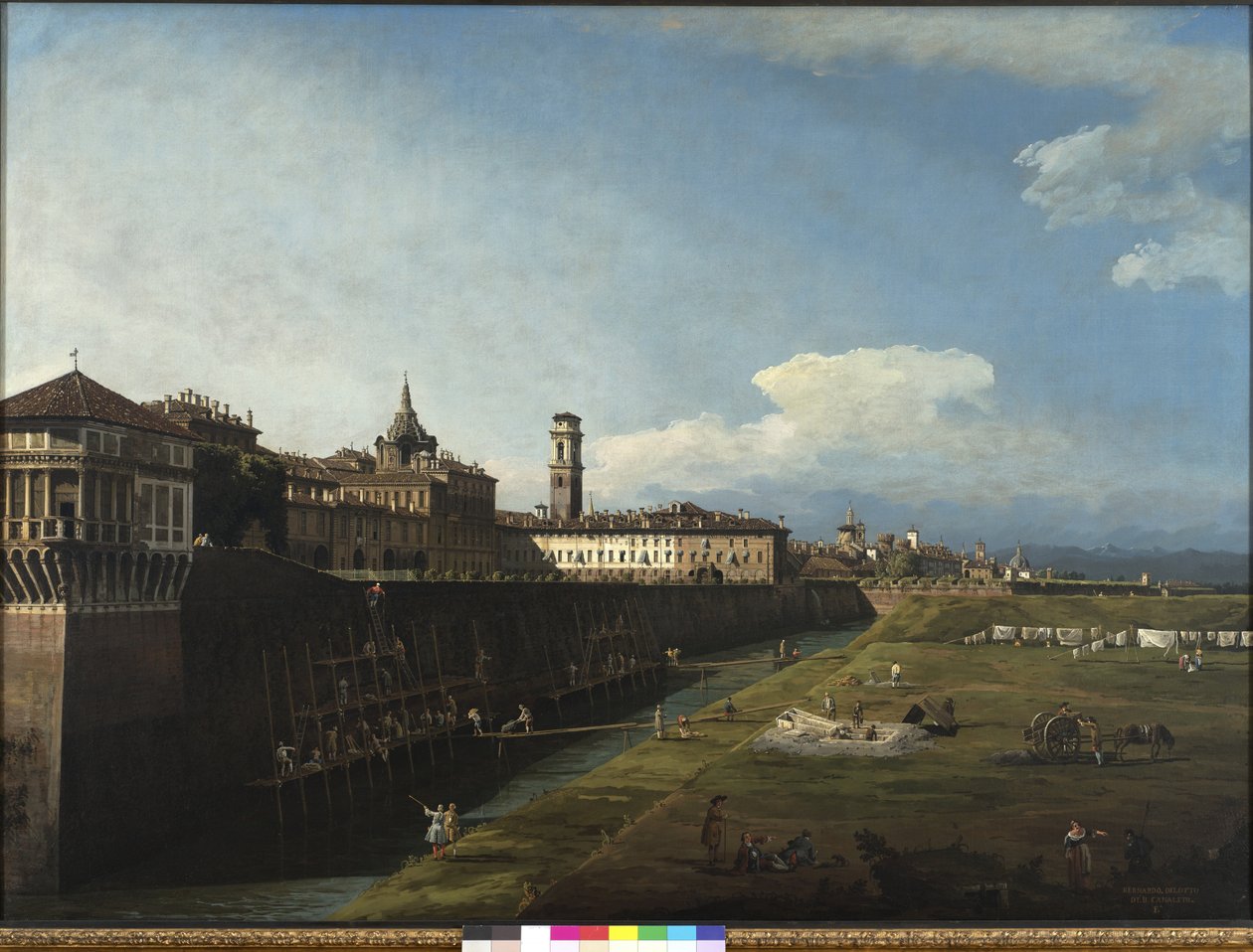 Uitzicht op Turijn vanaf de kant van de Koninklijke Tuinen door Bernardo Bellotto