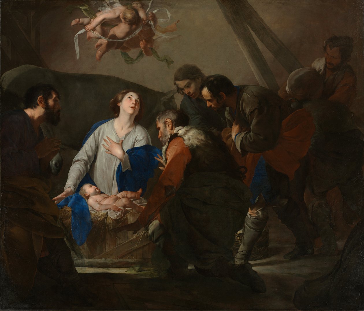 Aanbidding van de Herders door Bernardo Cavallino