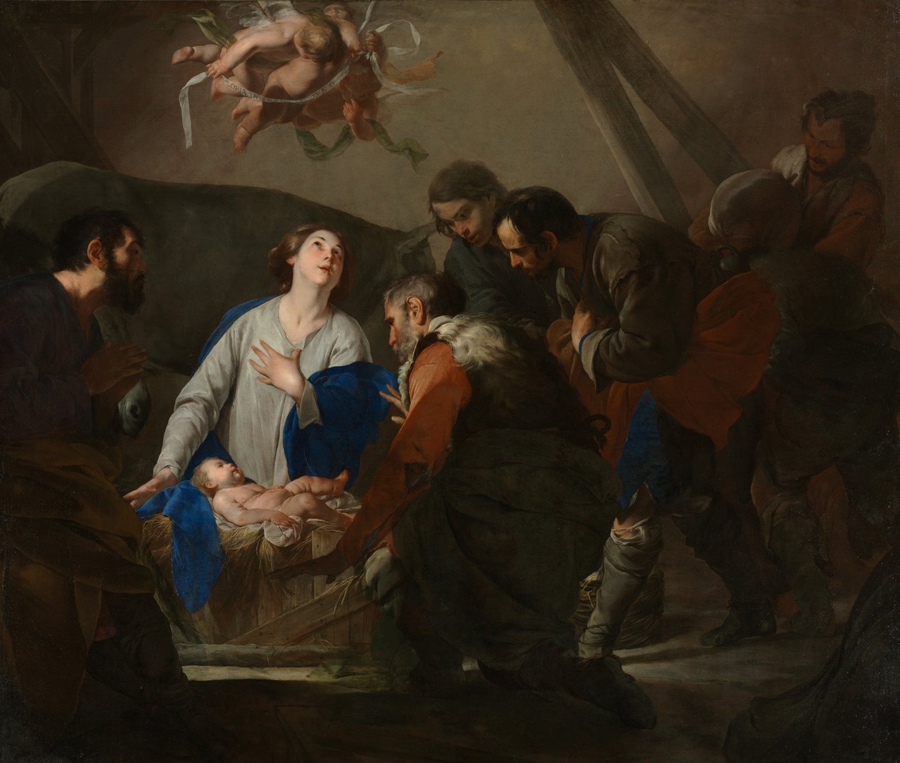 Aanbidding van de herders, ca. 1650 door Bernardo Cavallino