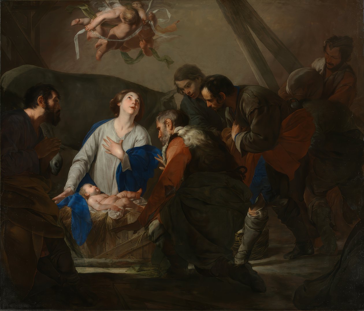 Bernardo Cavallino / De aanbidding van de herders, ca. 1650 door Bernardo Cavallino