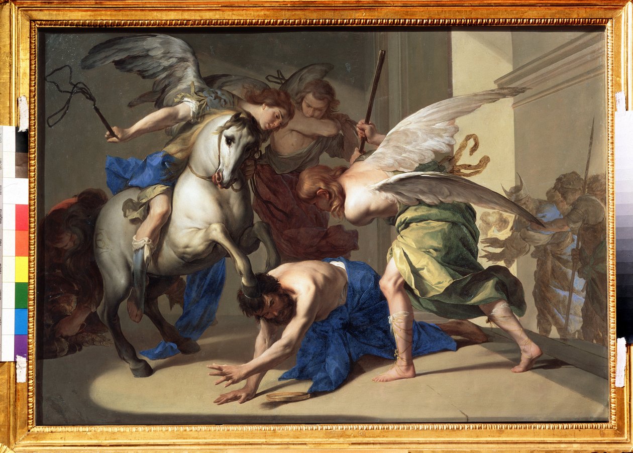 De verdrijving van Heliodorus uit de tempel door Bernardo Cavallino