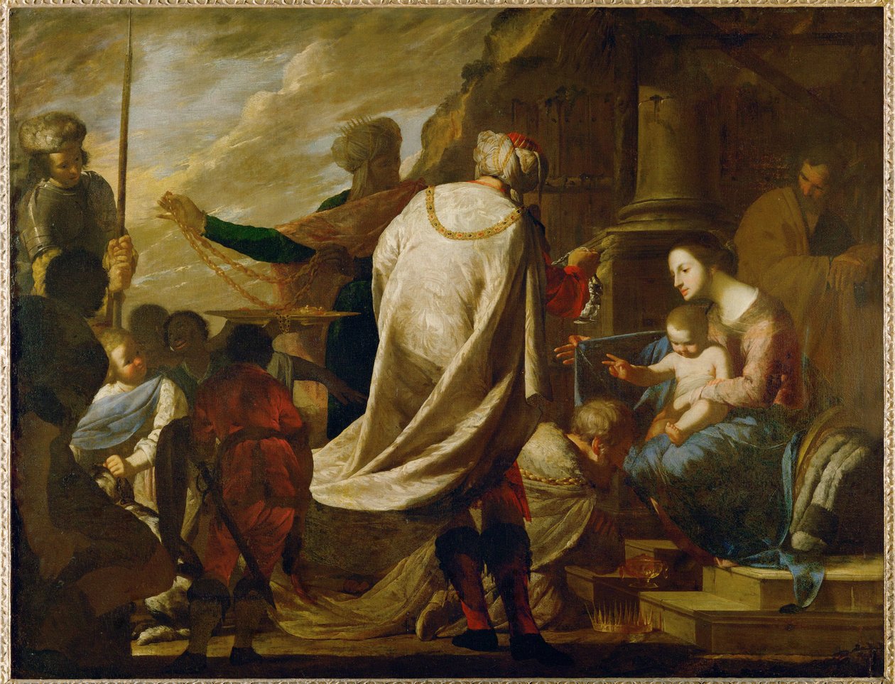 De aanbidding van de Wijzen ... (schilderij op doek) door Bernardo Cavallino