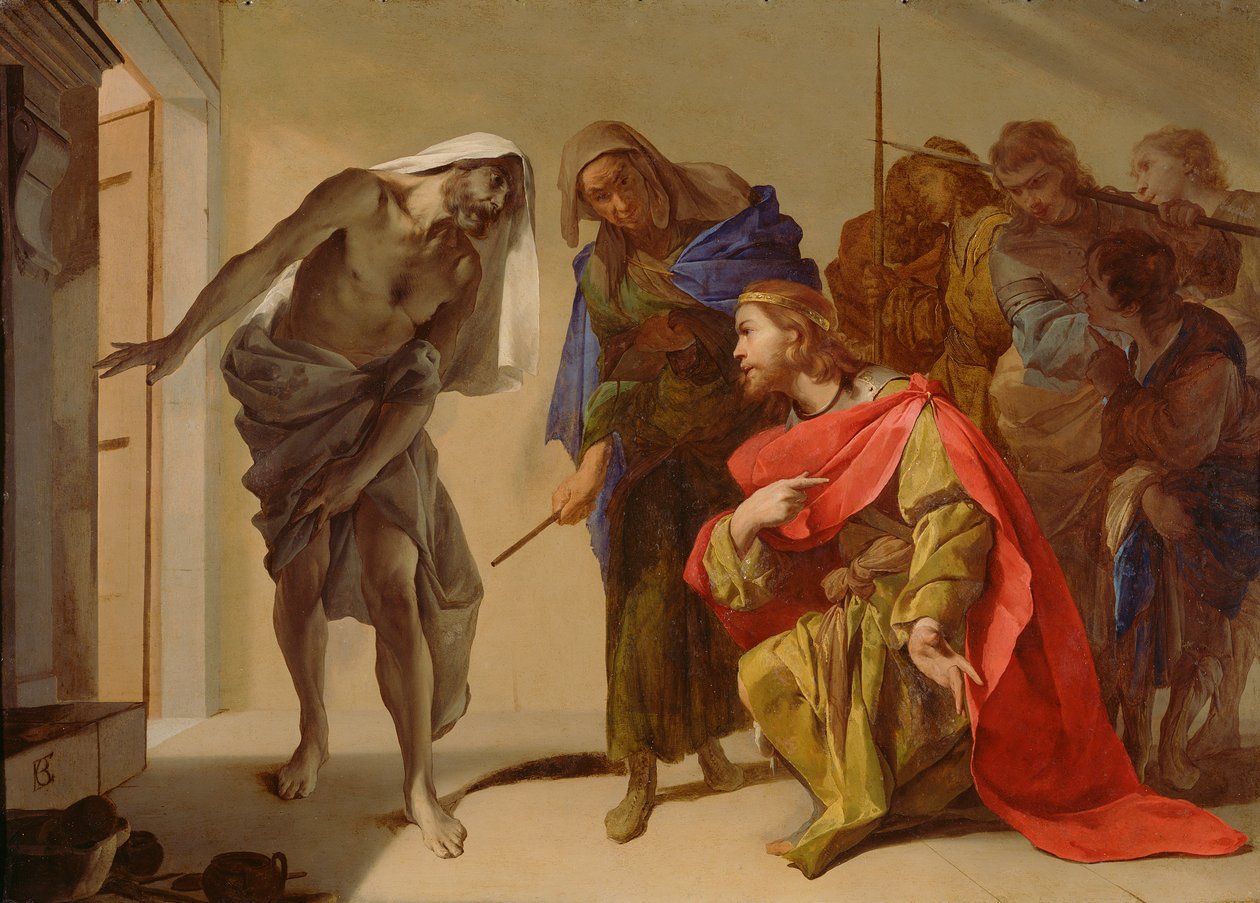 De Schaduw van Samuel Opgeroepen door Saul door Bernardo Cavallino