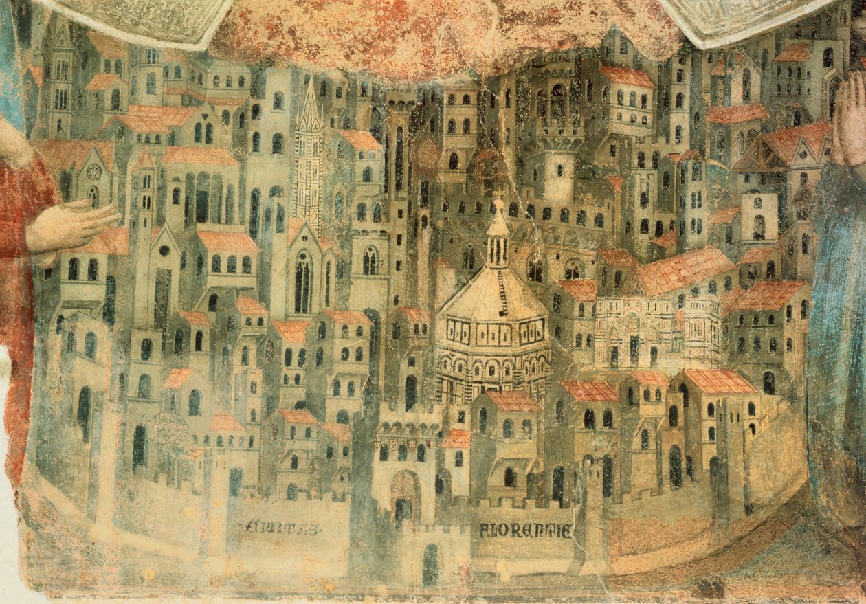 Uitzicht op Florence (detail) door Bernardo Daddi