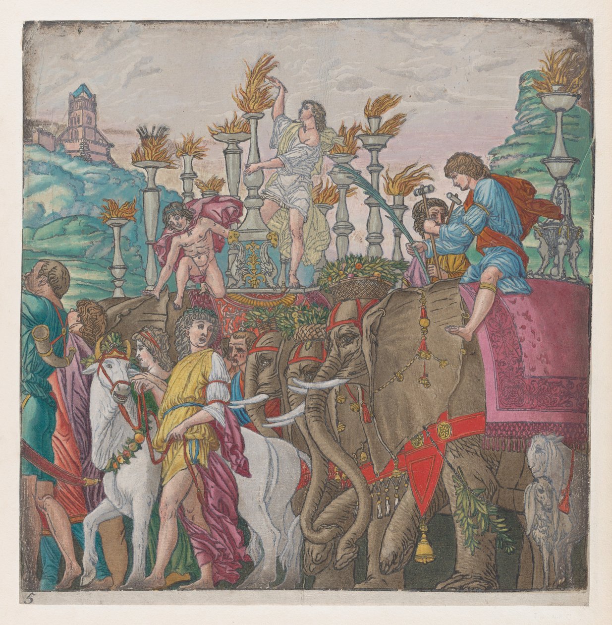 Blad 5: Olifanten, uit De Triomf van Julius Caesar, 1599 door Bernardo Malpizzi