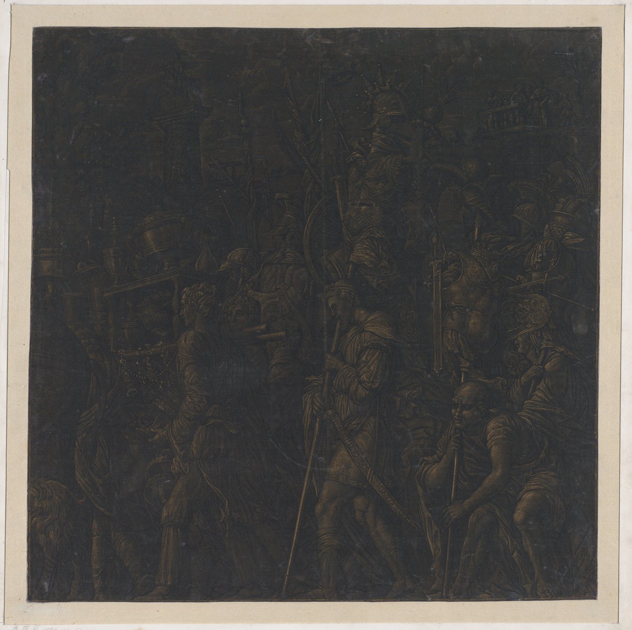 Blad 8 uit De Triomfen van Caesar, naar Mantegna, 1599 door Bernardo Malpizzi