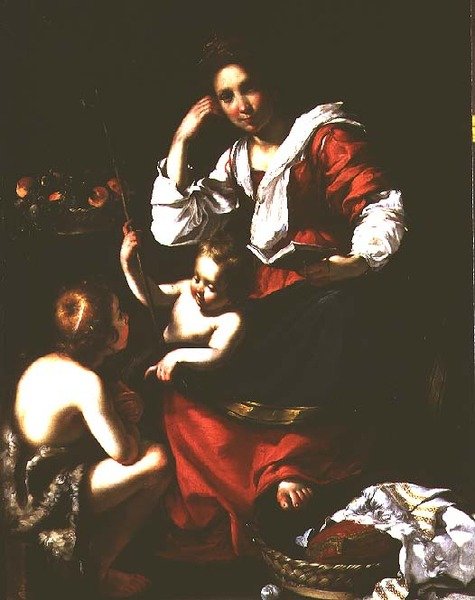 Madonna en Kind met de jonge Sint Jan de Doper door Bernardo Strozzi