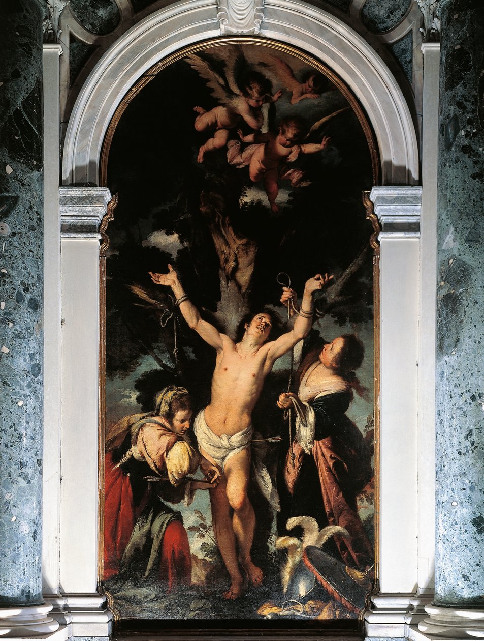 St. Sebastiaan genezen door de heilige vrouwen door Bernardo Strozzi