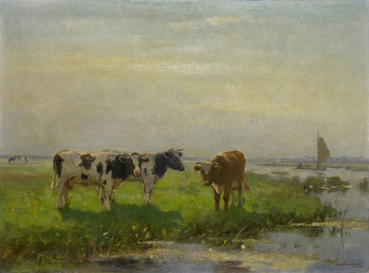 Koeien in de wei door Bernardus Antonie van Beek