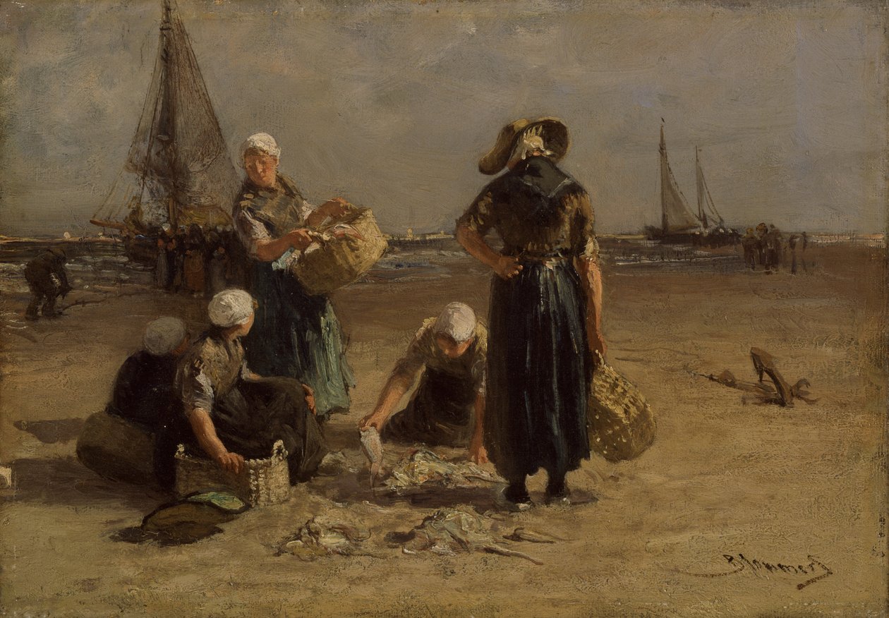 Visvrouwen op het strand door Bernardus Johannes Blommers or Bloomers